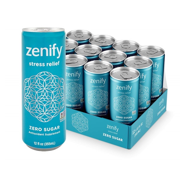 20 Best Soda Without Caffeine 9 Zenify Zero Sugar All Natural Sparkling Calming Stress Relief Beverage, Formula with L-Theanine, GABA, Vitamin B6, and Glycine, Non-GMO, Gluten-Free, Vegan, 12 Fl Ounce (Pack of 12)