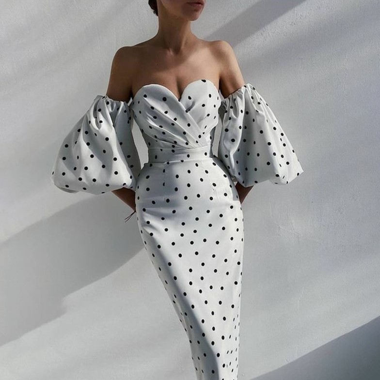 AllyLikes Plain Sweetheart Wrap Off Shoulder Puff Sleeve Bodycon Dresses Review 